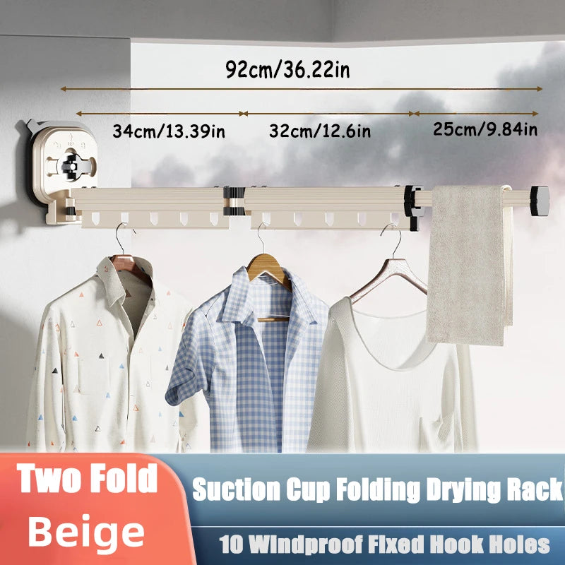 Retractable Clothes Hanger Wall Mounted No Punching Laundry Drying Rack Foldable Drying Racks Space Saving For Bathroom Balcony