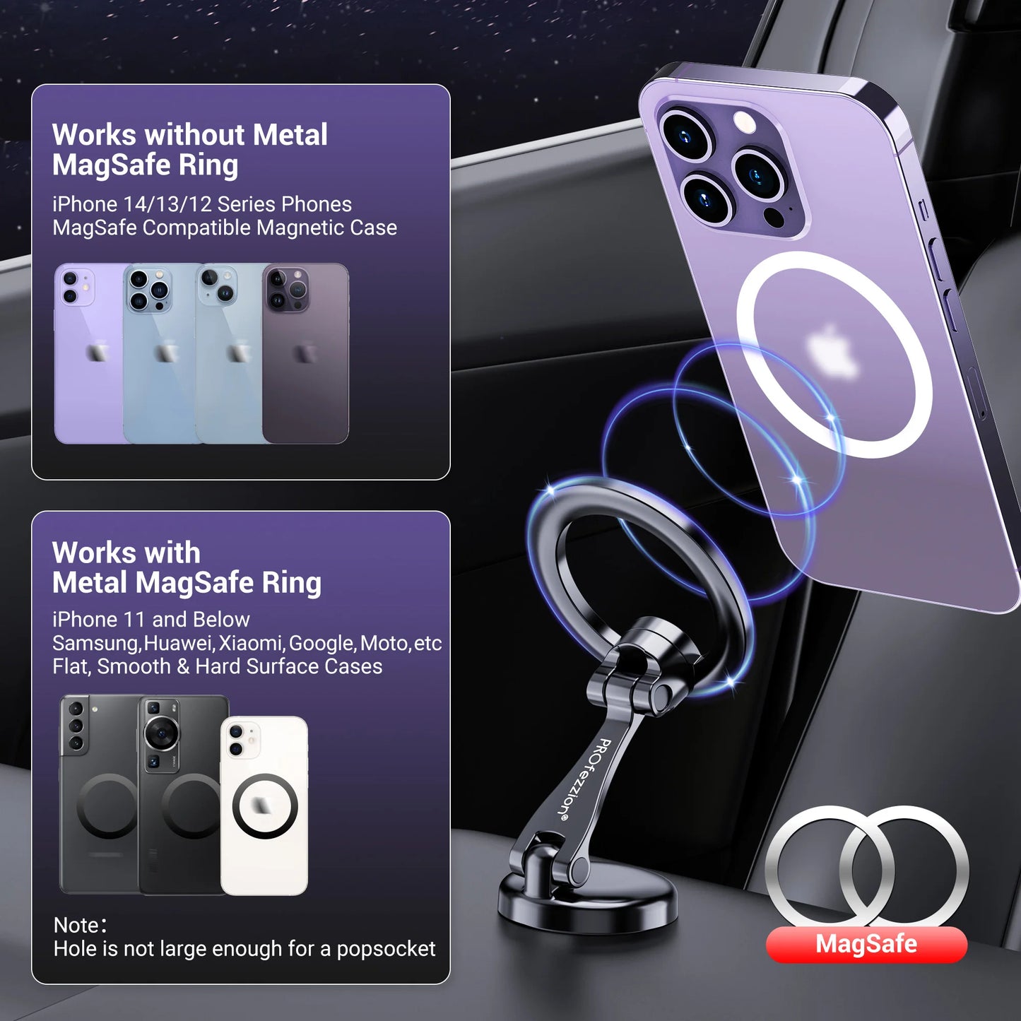 Magnetic Car Phone Mount for iPhone 15 14 13 12 Pro/ Pro Max Universal Magnet Metal Car Cellphone Holder GPS Bracket for Magsafe