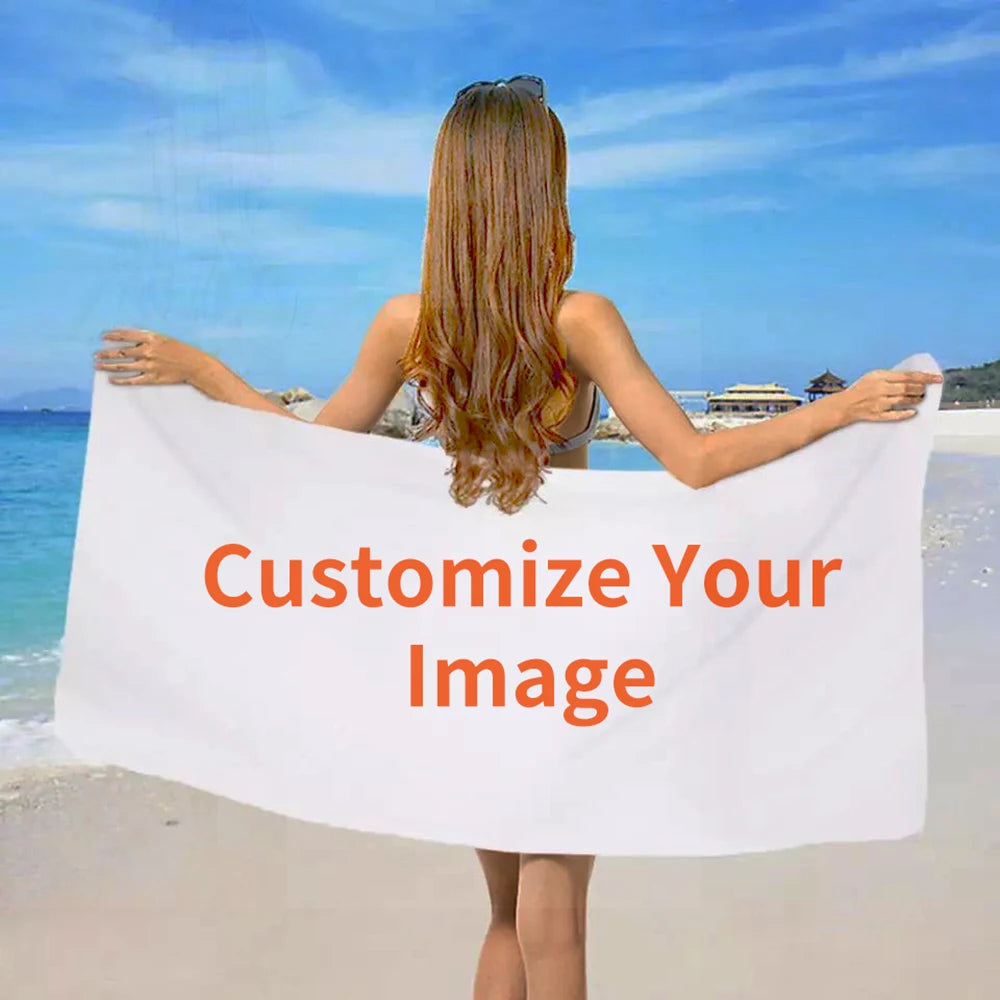 Custom Photo 3D Bath Beach Towel Funny Picture Customization Microfiber Outdoor Swimming Gifts Hotel Logo Bulk Orders Wholesale