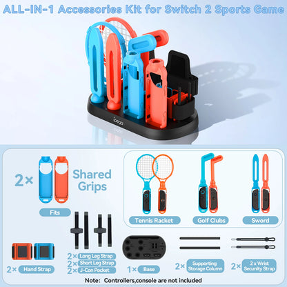 All In One for Switch 2 Sports Game Accessories Kit for Switch 2 Set Storage Stand for N-S 2
