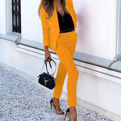 Office Pants Set Elegant Women's Fashionable Western-Style Suit High-End Business Attire Long-Pants Set For Special Occasion