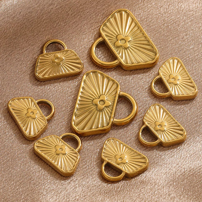 5PCS Stainless Steel Crucifix Bag Lock Pendant Charms Pad Lock Charms Fit DIY Necklace Bracelet Pendants Jewelry Making