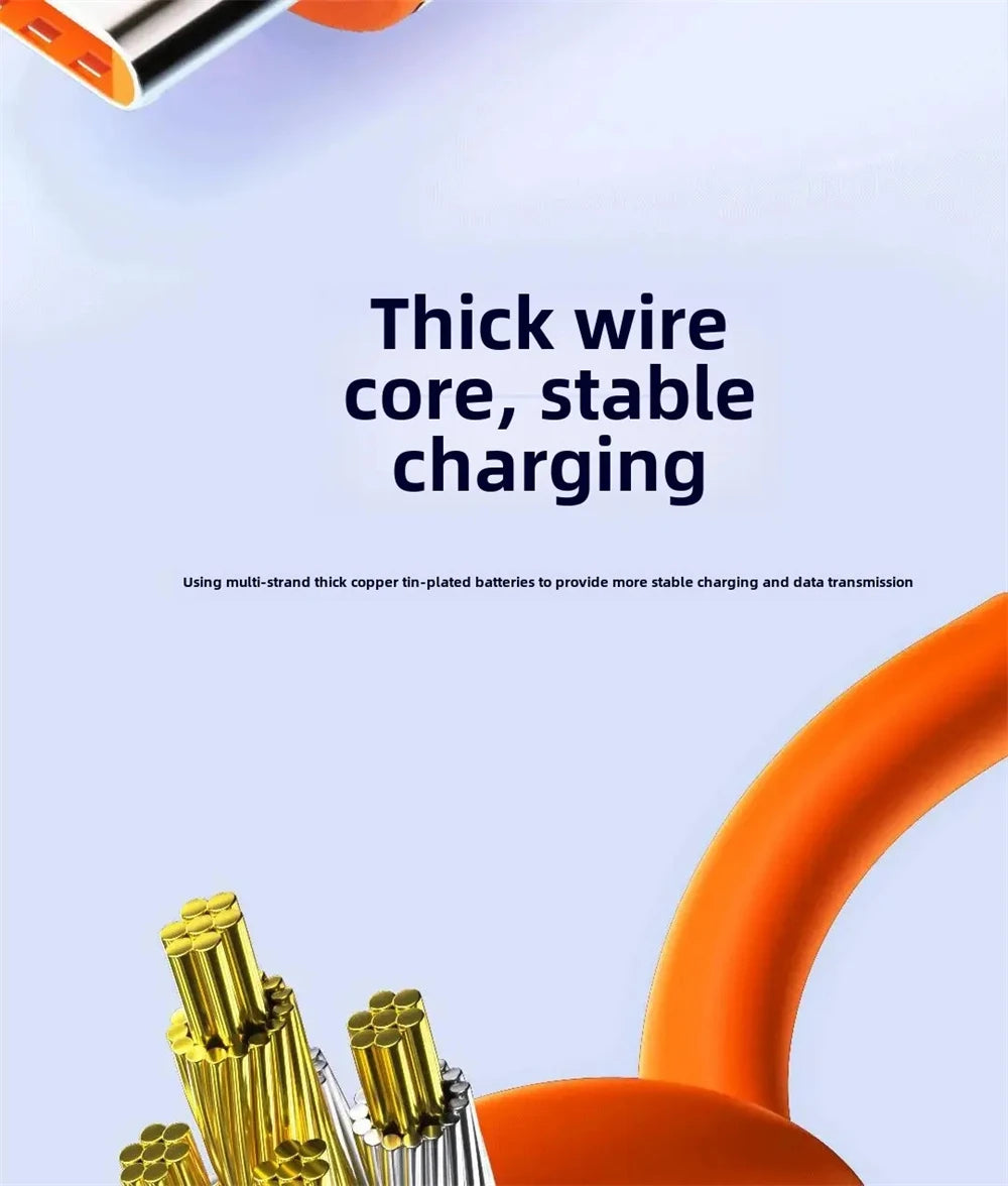 NNBILI 120W 6A Fast Charge USB Type C Quick Charge Cable For Huawei P70 Samsung OnePlus Realme Phone LED Digital Display Cables