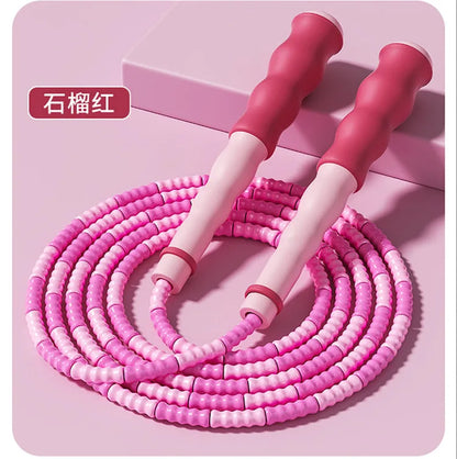 2.8m Soft Beads PVC Cord Silicone Skip Rope for Baby Kids Girls Exercise Fitness Jump Rope Adjustable Bamboo Beaded Jumping Rope