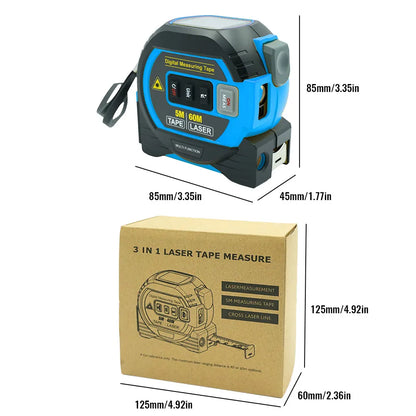 Laser Tape Measure 3 In 1 Digital Tape Measure High Precision Laser Rangefinder Steel Tape Measure