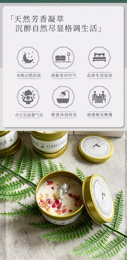 Scented Candle Crystal Stone Dry Flower Silver Tin Candle Hotel Wedding Ceremony Candle