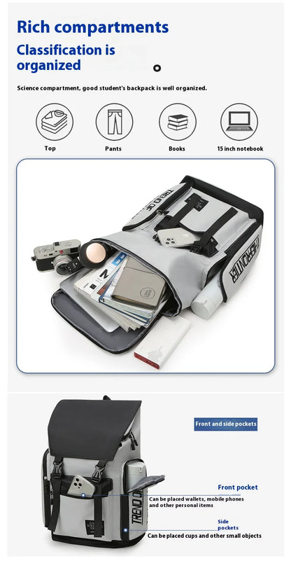 Large capacity backpack, men's backpack, men's leisure travel bag, computer backpack, middle school student, college student