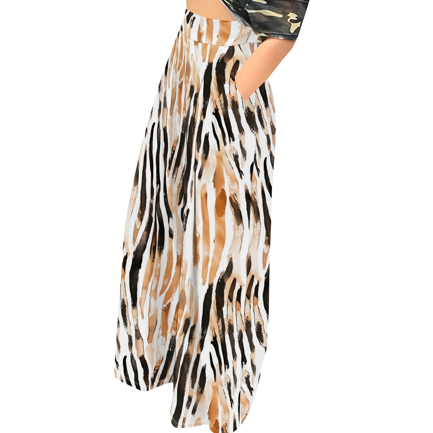 Womens Palazzo Long Pants High Waist Wide Leg Stretchy Loose Fit Casual Trousers with Pocket