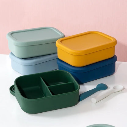 Silicone Dinner Plate Solid Food Container Storage Container For Cereals Keep Fresh Snack Box Lunch Box With Lid For Children