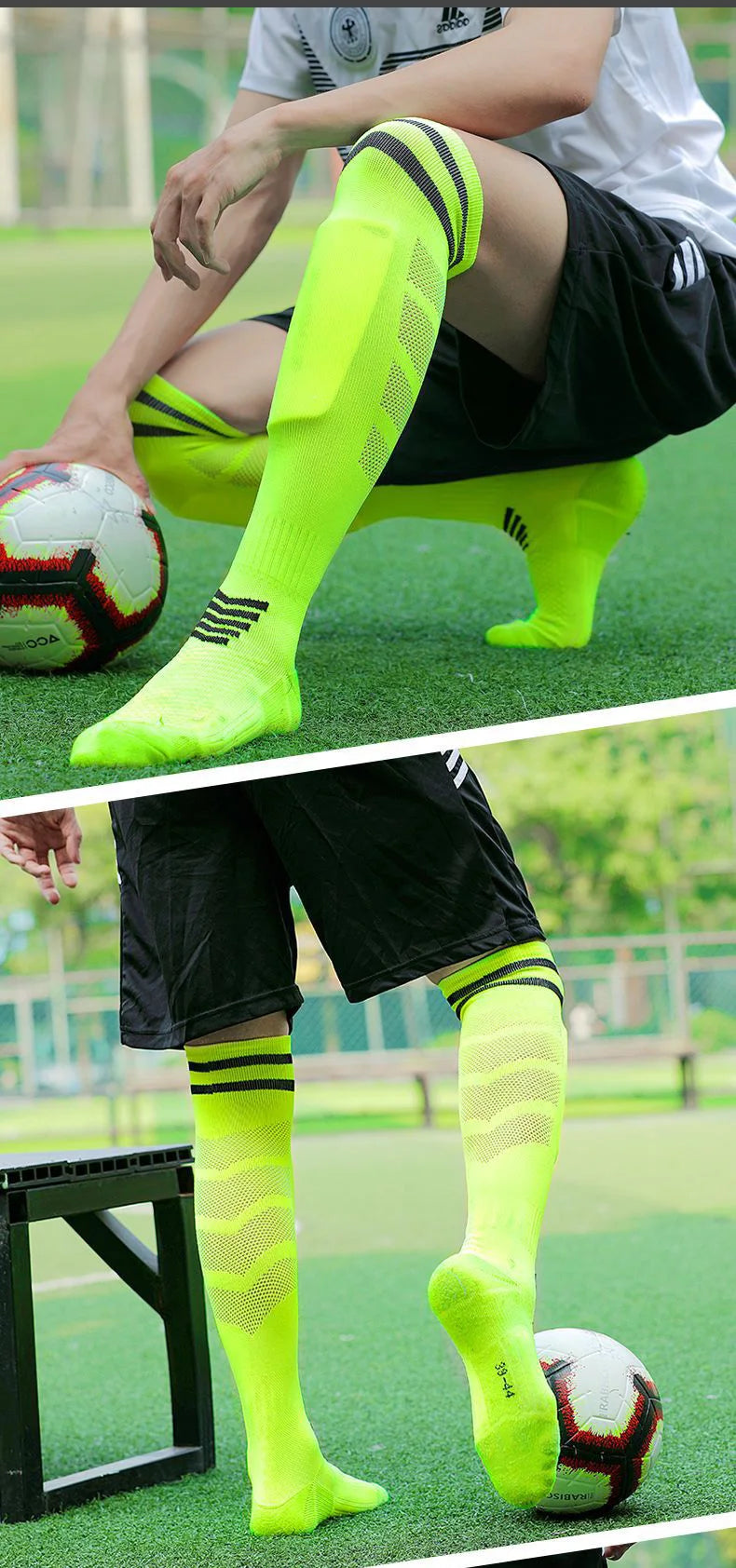 Towel Bottom Soccer Socks Breathable Knee High Training Long Stocking Adults Youths Kids Practical Competition Football Socks