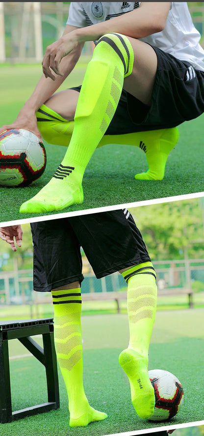 Towel Bottom Soccer Socks Breathable Knee High Training Long Stocking Adults Youths Kids Practical Competition Football Socks