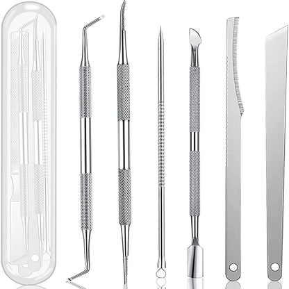 3-6pcs Stainless Steel Manicure Pedicure Knife To Remove Dead Skin Calluses Thick Hard Nail Clippers Acne Needle Pick Tool Set