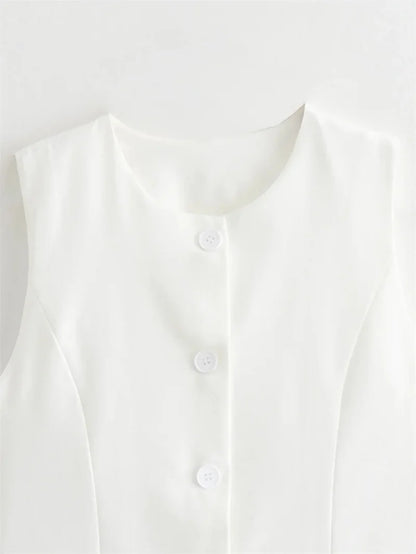 2025 Office Blazer Vest | 2-Color Stretch Waistcoat for Summer Women Workwear | Breathable Linen with Hidden Pockets