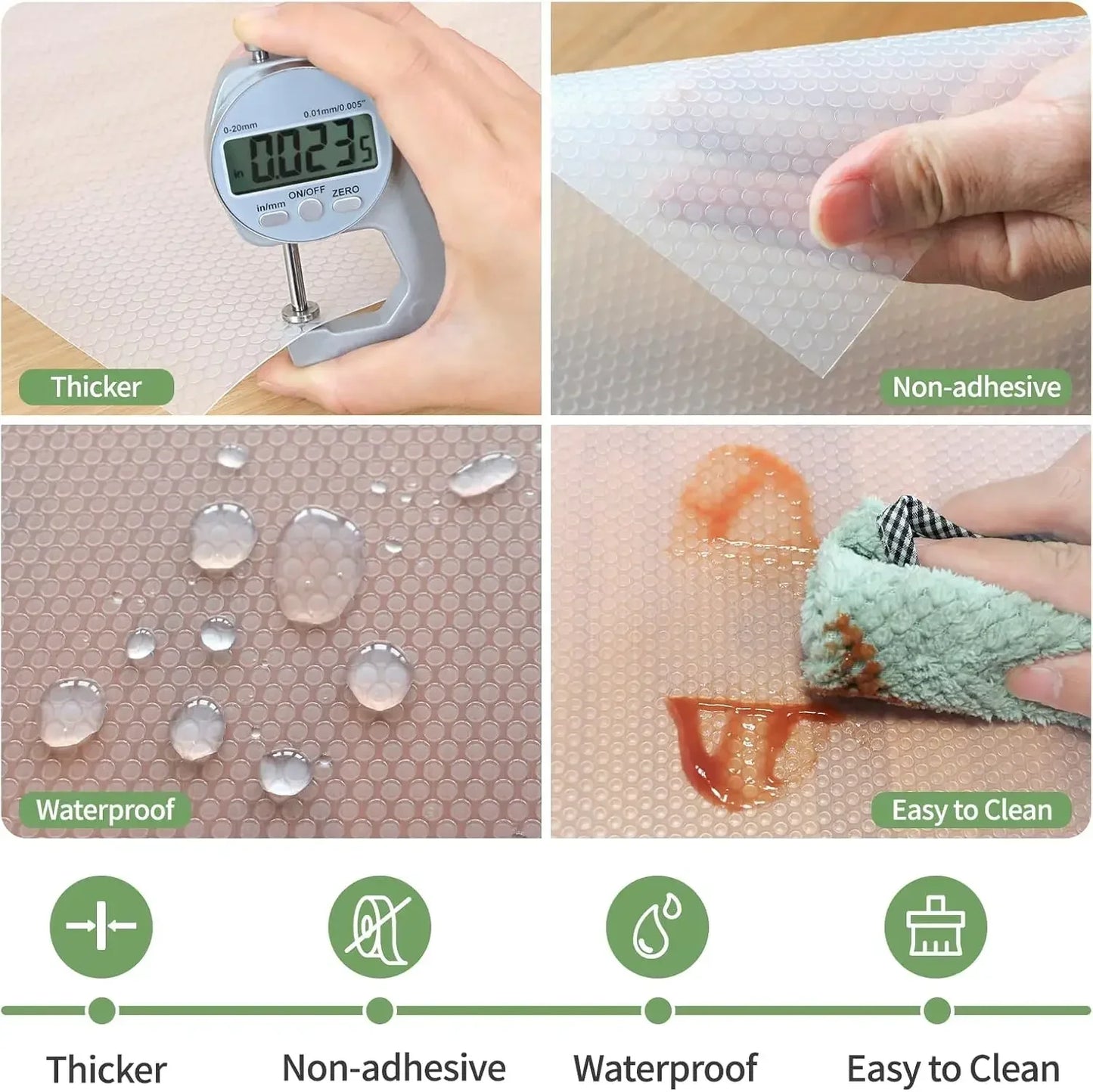 Waterproof Non-Slip Drawer Liners Shelf Mats Oil-Proof Cabinet Cover Placemats Washable Table Pads for Kitchen Organization