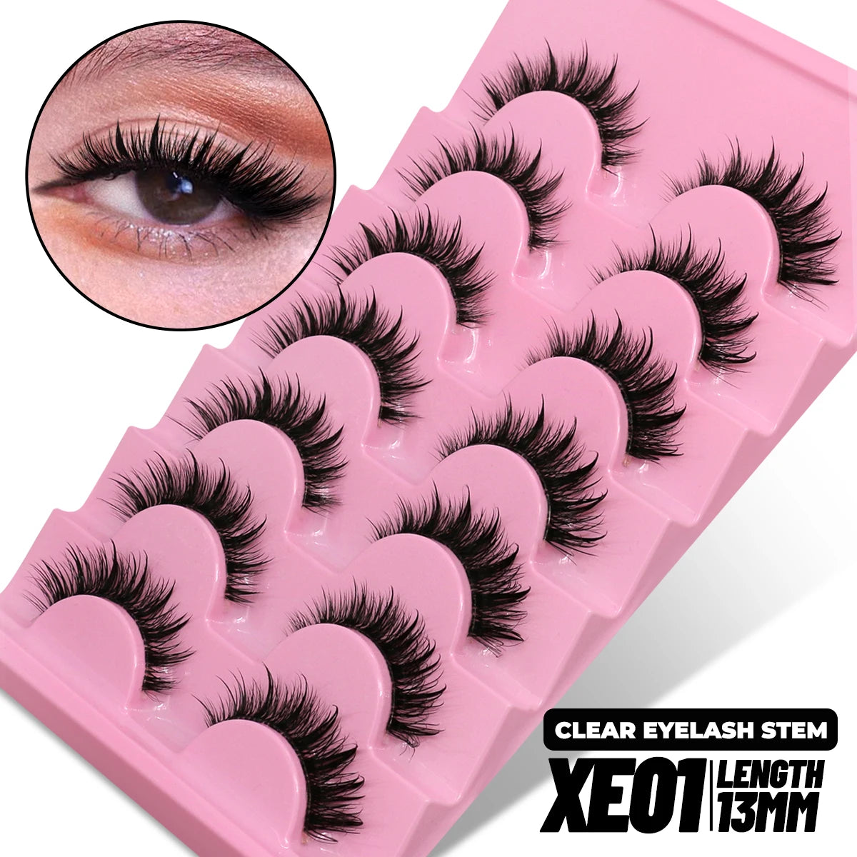 GROINNEYA Lashes 5/7 Pairs Wispy Mink Lashes Invisible Band Eyeashes Look Like Extensions Strip Lashes Natural Look Soft Fluffy
