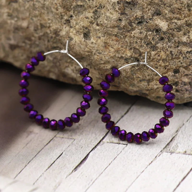 Fashion Women's Earrings Boho Colorful Crystal Beaded Earrings Jewelry Female Girls Gifts Ear Ring Accessories