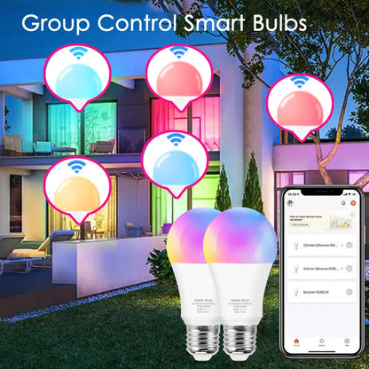 Bluetooth E27 Led Smart Bulb Tuya Smart RGB Lamp Ampoule Led Lights Bulb 15W 220V 110V Dimmable Home Timer Function Color Bulb