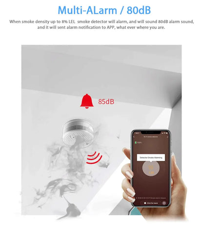 Alarmest Wifi Smoke Detector Smoke Sensor Highly Sensitive For smart Life app control Power by Tuya