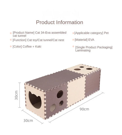 Cat Tunnel Toys EVA Foam Scratchig Board Ground Play Foldable Tunnel DIY Combination Interactive Toys Cat Training Accessories