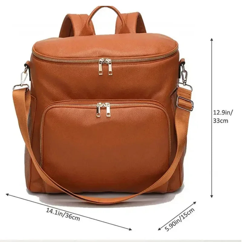 PU Leather Diaper Bag Backpack Large Capacity Travel Carry Bag Maternity Bag Stroller Organizer Nappy Changing Bags Diaper pad