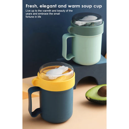500ml Portable Breakfast Cup Multifunction Oatmeal Nut Yogurt Mug Snack Cup Microwave with Lid Spoon Creative Soup Cup