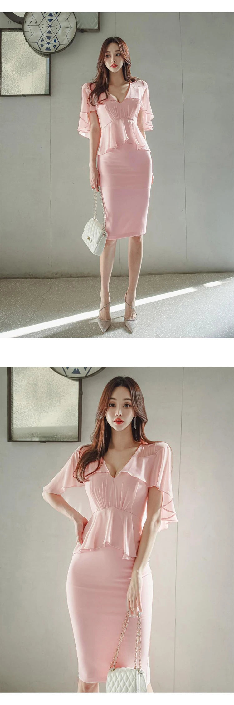 Fashion Summer Evening Dress Women Clothes Elegant Pretty Chic Sweet Cloak V-Neck Wrap Hip Midi Party Robe Mujer Vestidos Fiesta