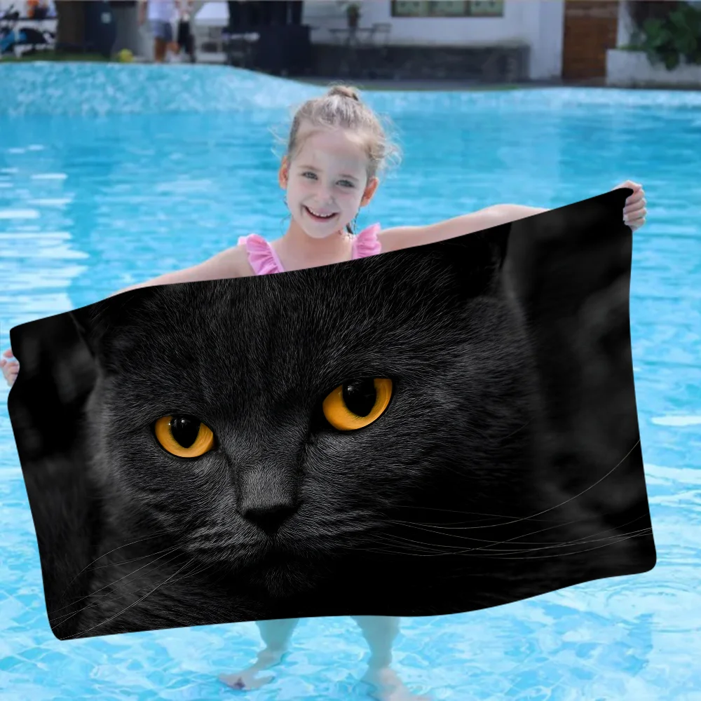 Black Cat Cartoon Beach Towel Cute Kawaii Room Decor Bath Girls Children Hand Towels For Bathroom Shower