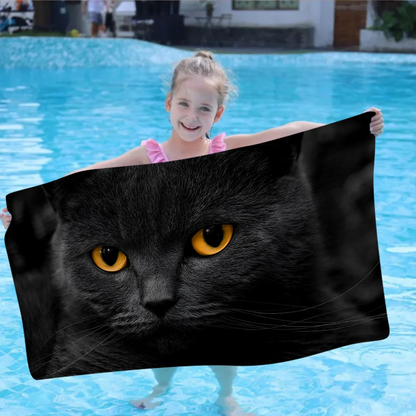 Black Cat Cartoon Beach Towel Cute Kawaii Room Decor Bath Girls Children Hand Towels For Bathroom Shower