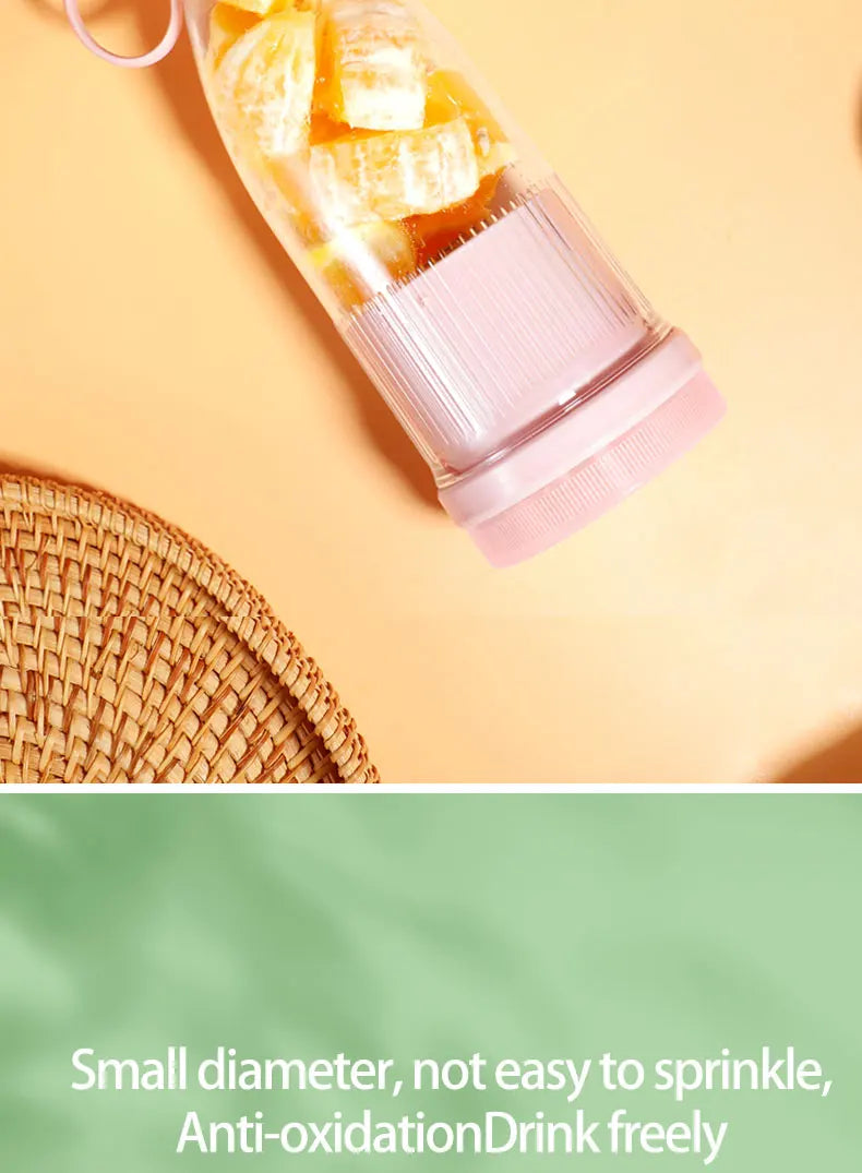 Portable Electric Juicer Cup 6 Blades USB Milkshake Blender Mini Fruit Milk Mixer Fresh Juice Sport Bottle for On-the-Go