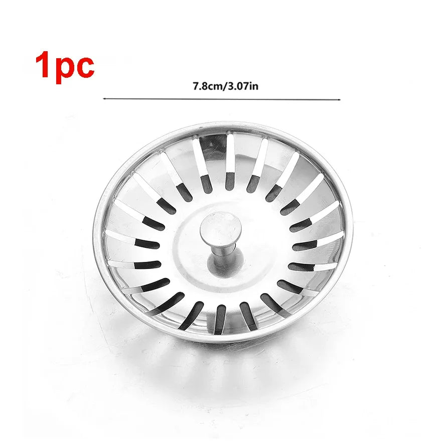 Wholesale Kitchen Sink Strainers with Handle Stopper Sink Drain Basket Stainless Steel Mesh Filter Waste Hole Trap Strainer
