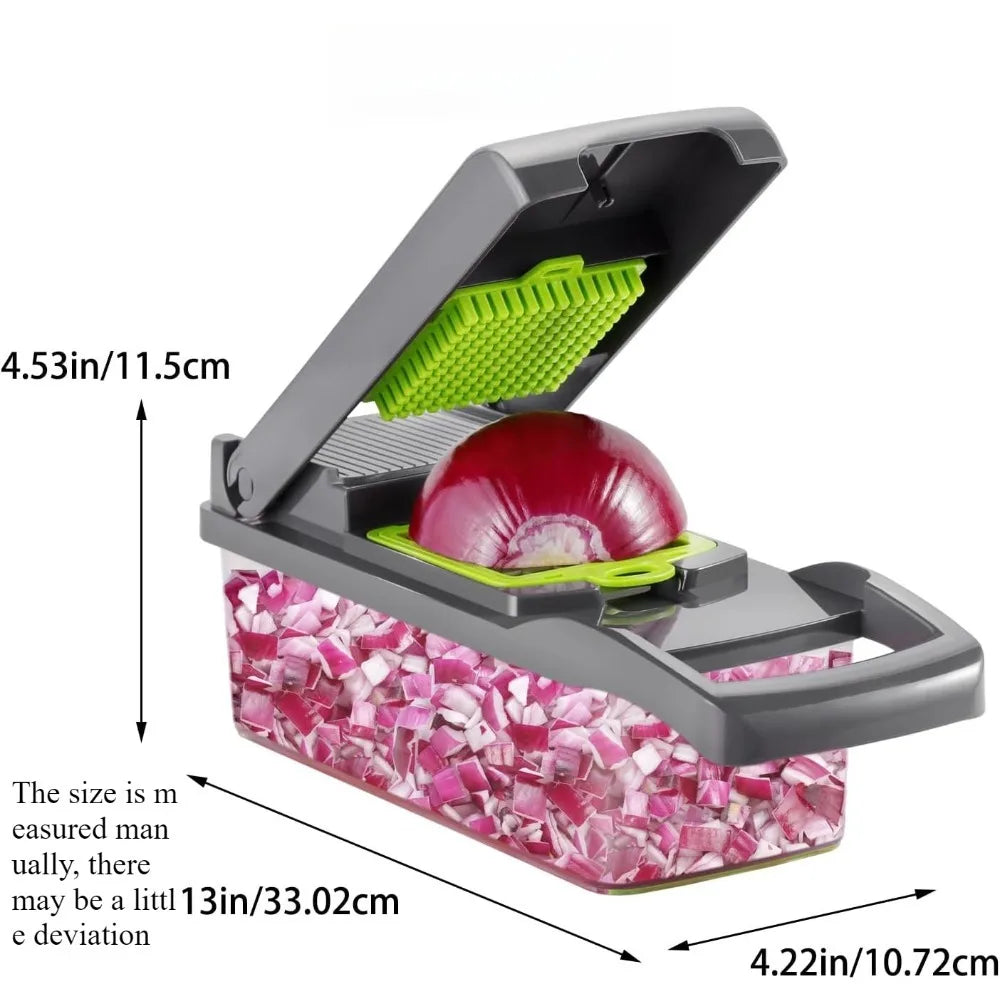Vegetable Chopper Onion Chopper Multi Function Food Grater 14 in 1 with Basket for Potatoes Vegetables with Strainer Basket