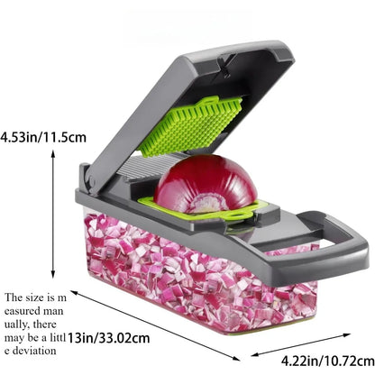 Vegetable Chopper Onion Chopper Multi Function Food Grater 14 in 1 with Basket for Potatoes Vegetables with Strainer Basket