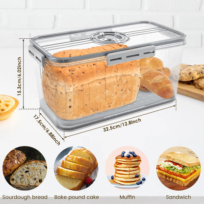 Bread Box Countertop Airtight Loaf Bread Storage Container Time Recording Bread Keeper Bread Holder Bin for Homemade Bread Bun
