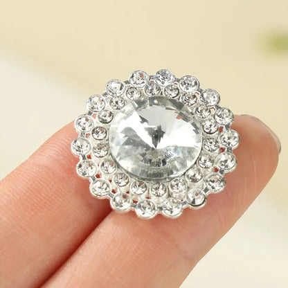 10 PCs 15/20/25MM Round Metal Rhinestone Buttons for Clothing DIY Sewing Accessories Wholesale Luxury Fashion Apparel Decoration