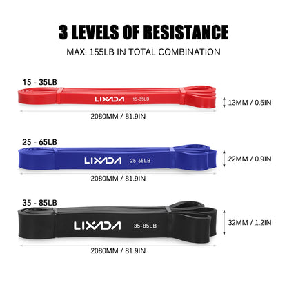 Lixada Pull Up Assist Bands Set Resistance Loop Bands Powerlifting Exercise Stretch Bands with Door Anchor Foam Handles Hooks