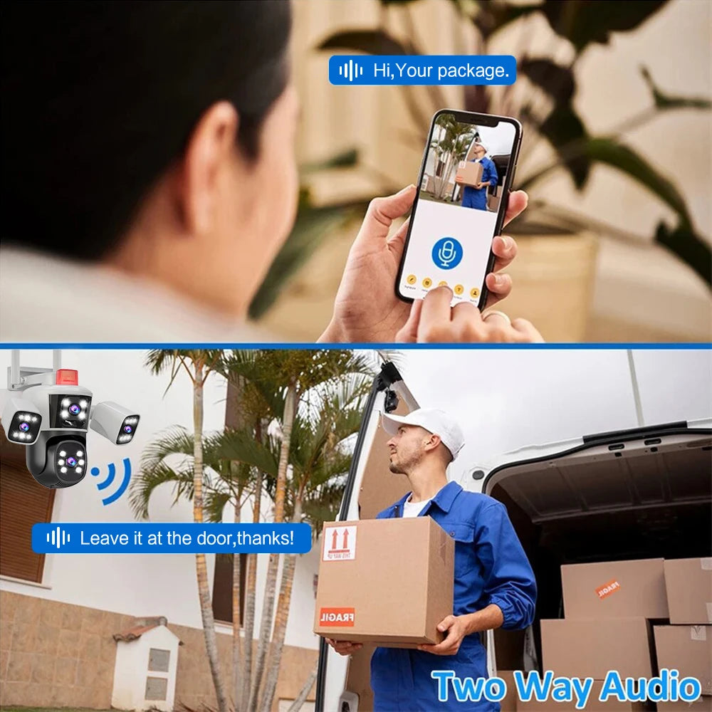 Linook WiFi surveillance camera, 12MP, 6K, 360,3 lenses, CCTV outdoor WiFi camera, IP camera, PTZ security camera