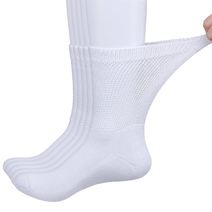 YUEDGE Diabetic Socks Breathable Bamboo Comfort Cushioned Sole Elastic Free Non-Binding Loose Socks for Diabetes, 5 Pairs