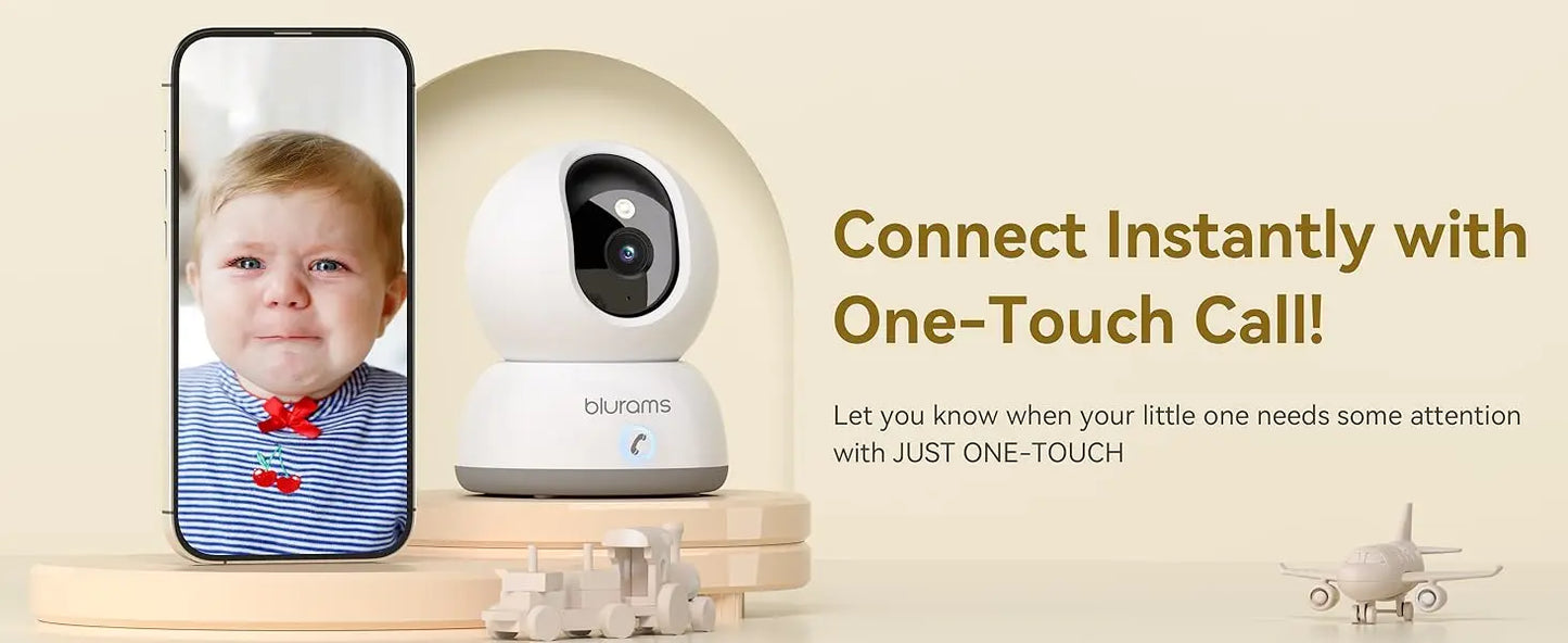 blurams Indoor Security Camera 2K, Home Security Camera for Dog/Baby Monitor/Elder, Security Camera with One-Touch Call, Color N