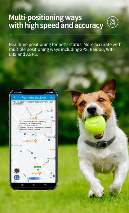 2G/ 4G GSM GPS Pet Tracker Voice Monitor, Pet Dog Gps Anti Loss Mini Tracker IP67 Waterproof Built-in 1300 MAh Battery Locator