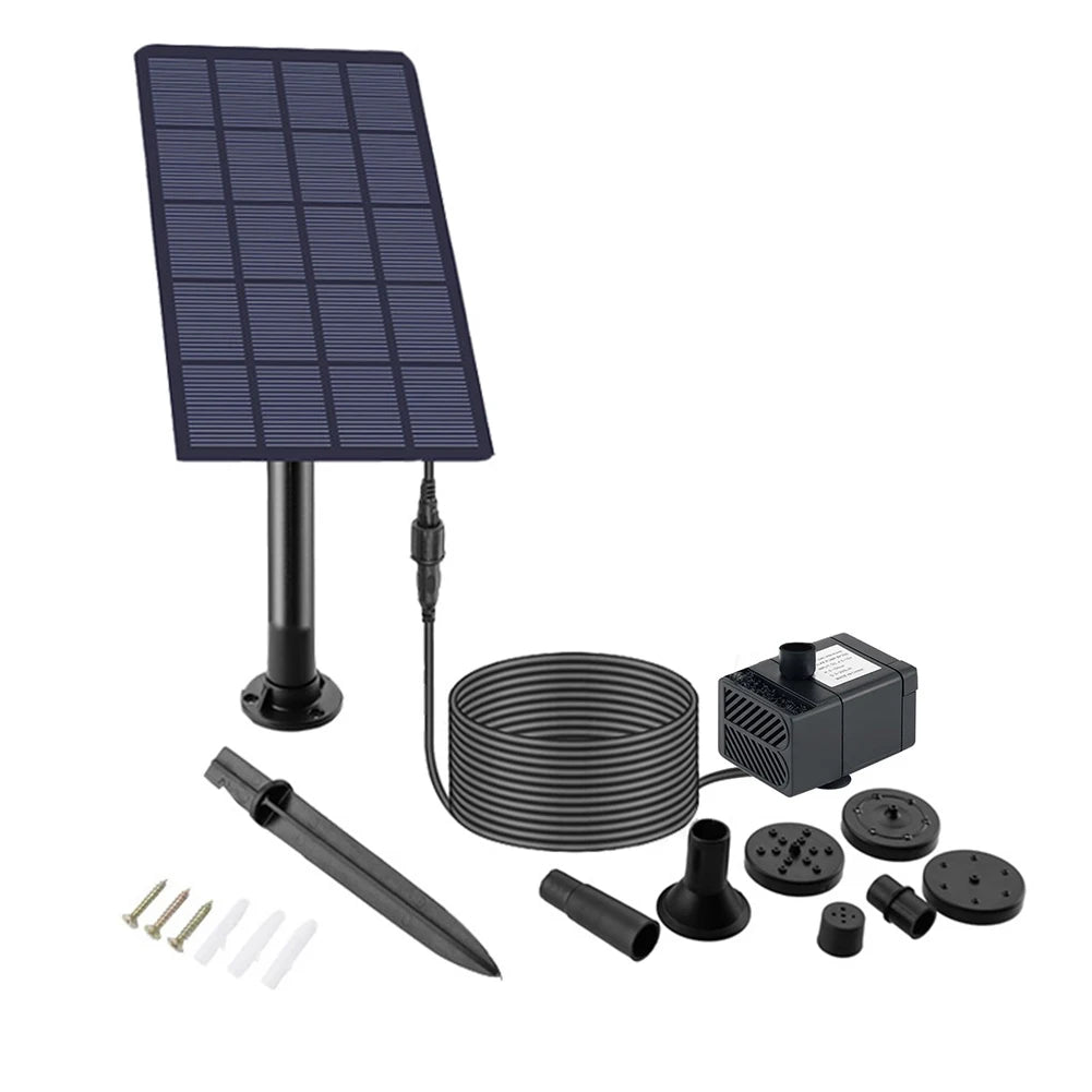 5W 5V Solar Panel Fountain 200L/h with Stake Solar Panel Pump Garden Decoration Watering System Energy Saving Kits for Fish Tank