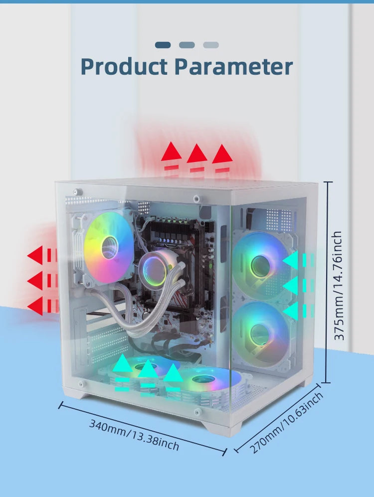 MANMU Hot Selling Gaming Computer MATX Cases pc Tempered Glass Case pc Computer Gaming Matx Computer Case