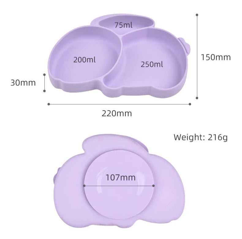Baby Silicone Tableware Set   Plate with sucker Waterproof Bib Newborn Feeding Burp Toddler Dinner Plate
