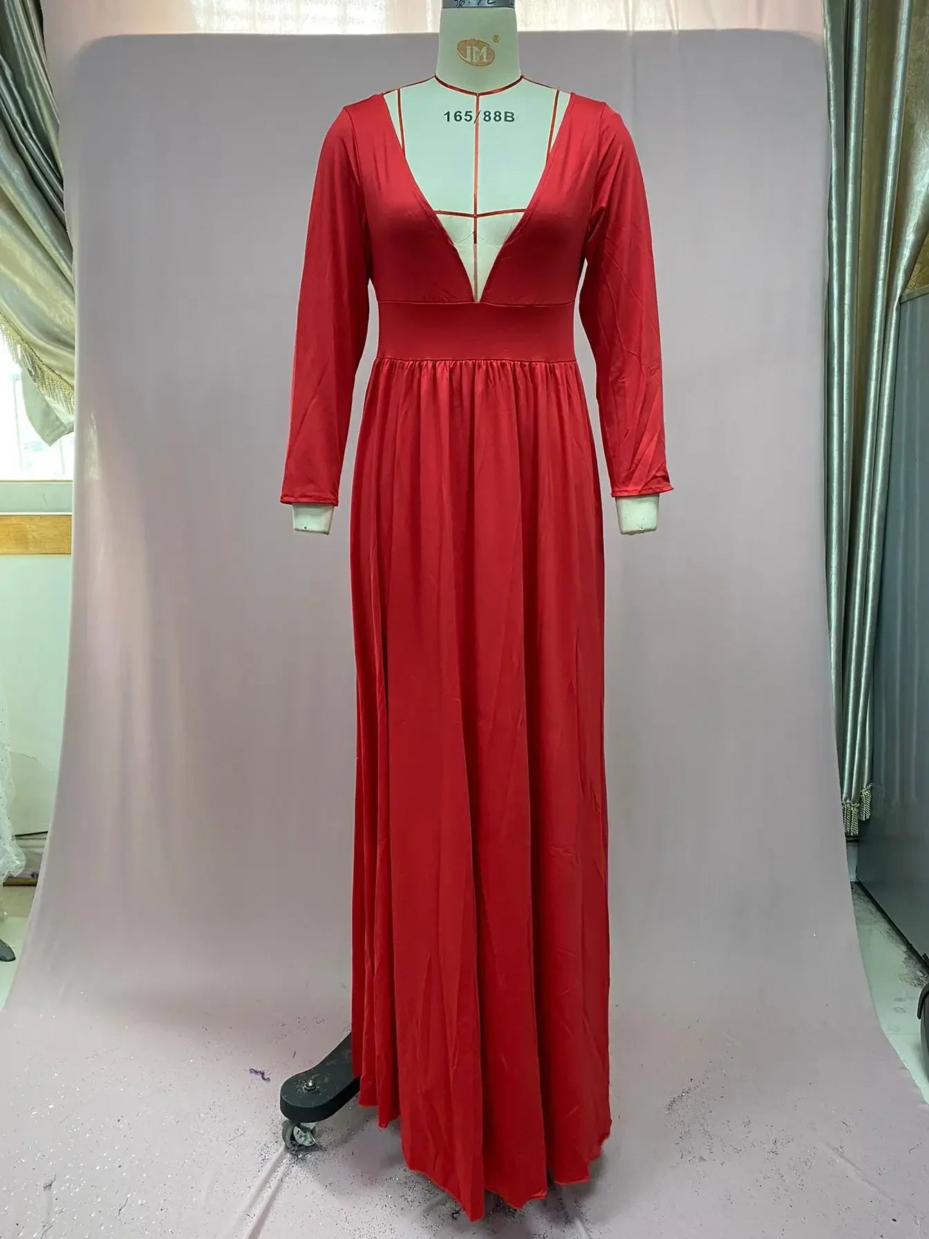 European American Wedding Dresses Wheat Dress Sexy Deep V Long Sleeved Sequined Dress Woman Party Solid Dress Maxi Floor Gowns