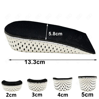 Height Increase Half Shoe Insoles Heel Insert Sports Shoes Pad Cushion Arch Support Unisex 2-5 CM Invisible Heighten Sole Insole