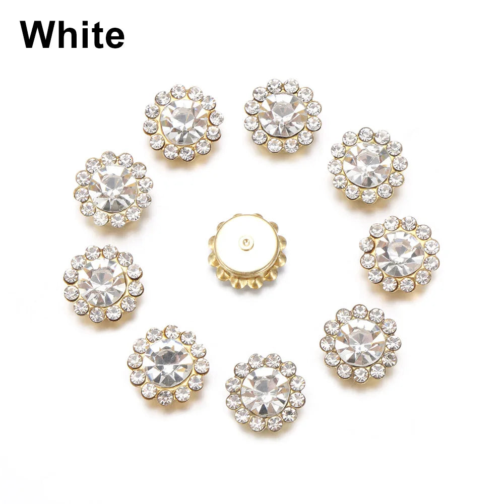 10 PCs 15/20/25MM Round Metal Rhinestone Buttons for Clothing DIY Sewing Accessories Wholesale Luxury Fashion Apparel Decoration