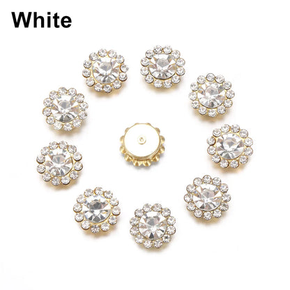 10 PCs 15/20/25MM Round Metal Rhinestone Buttons for Clothing DIY Sewing Accessories Wholesale Luxury Fashion Apparel Decoration