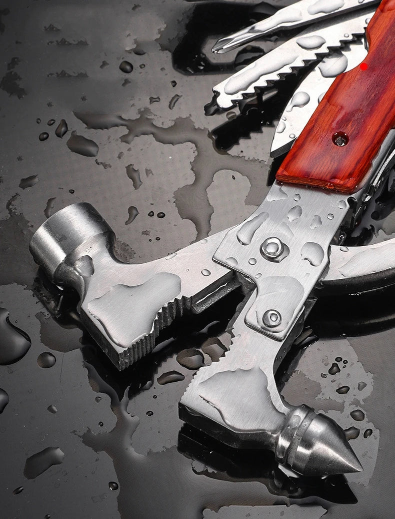 Camping Gear Multitool,Survival Gear for Outdoor Hunting Hiking, Emergency Escape Tool with Axe,Hammer,Plier,Knife,Bottle Opener