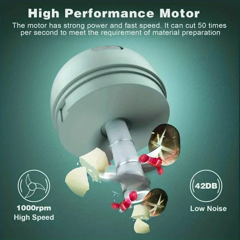 250ML USB Rechargeable Electric Vegetable Chopper and Garlic Crusher - Mini Wireless Food Chopper for Kitchen Gadgets for Garlic