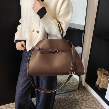 Stylish Big Top-handle Bags For Women Belt Pure Color Large Capacity Shopper Shoulder Totes 2025 Latest Luxury Designer Handbags