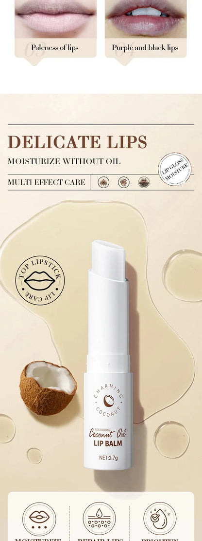 Coconut Moisturizing Lip Balm Anti-Dry Hydrating Removing Lip Wrinkles Dead Skin Lip Care Lasting Nourishment for Men Women